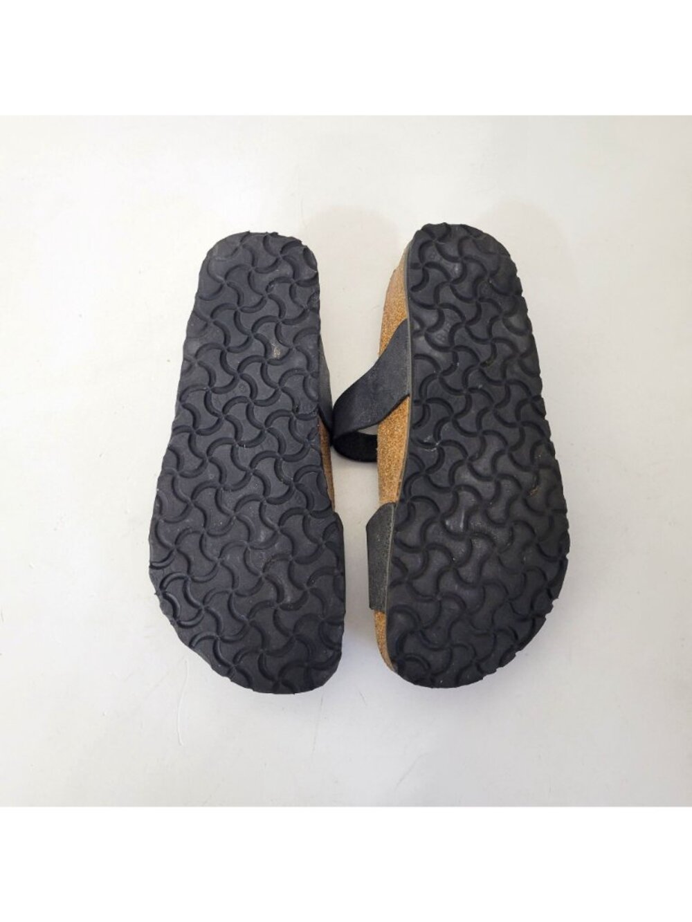 Birkis Birkenstock Women's Black Double-Strap Sandals With Contoured Cork Footbe - Picture 5 of 8